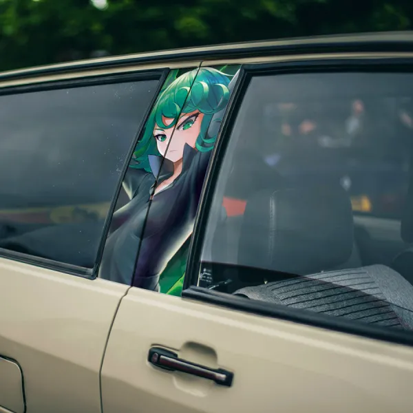 Tatsumaki v3 Tornado of Terror S-Class Rank 2 Hero Association Esper Psychic Sisters Fubuki Waifu Manga Anime Printed Car Door B Pillar Vinyl Wrap Sticker>