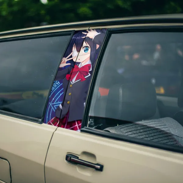 Rikka Takanashi v3 Tyrant's Eye Patch Far Eastern Magic Napping Society of Summer Ahoge Waifu Girl Anime Manga Printed Car Door B Pillar Vinyl Wrap Sticker>