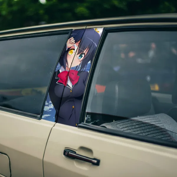 Rikka Takanashi v2 Tyrant's Eye Patch Far Eastern Magic Napping Society of Summer Ahoge Waifu Girl Anime Manga Printed Car Door B Pillar Vinyl Wrap Sticker>