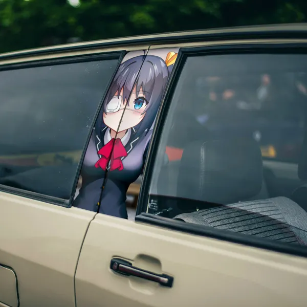 Rikka Takanashi v1 Tyrant's Eye Patch Far Eastern Magic Napping Society of Summer Ahoge Waifu Girl Anime Manga Printed Car Door B Pillar Vinyl Wrap Sticker>