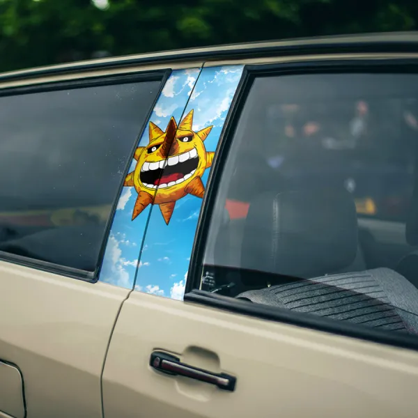 The Sun v1 Face Spikes Laugh Demon Death Maka Albarn Kid Star Weapon Anime Printed Car Door B Pillar Vinyl Wrap Sticker>