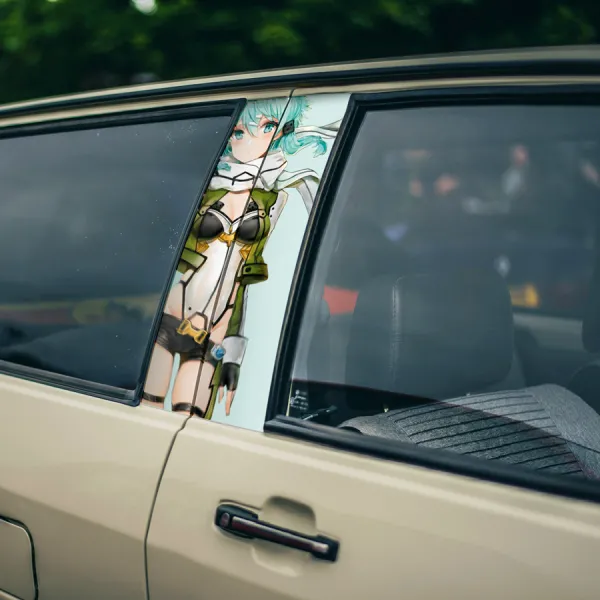 Sinon v4 Asada Shino Hecate Solus Sniper Rifle Underworld Virtual Player Anime Printed Car Door B Pillar Vinyl Wrap Sticker>