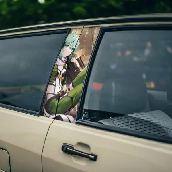 Sinon v5 Asada Shino Hecate Solus Sniper Rifle Underworld Virtual Player Anime Printed Car Door B Pillar Vinyl Wrap Sticker>