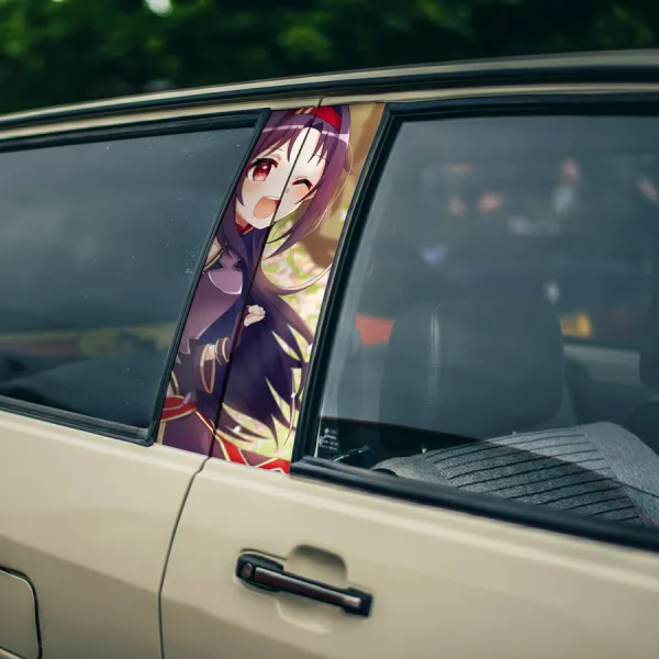 Konno Yuuki v1 Absolute Sword Sleeping Knights Guild Anime Printed Car Door B Pillar Vinyl Wrap Sticker>