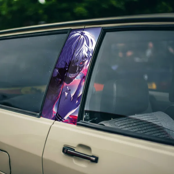 Ken Kaneki v1 One-Eyed King Eyepatch Mask Kagune Anteiku Quinx Smile Teeth Otaku Weeb Anime Printed Car Door B Pillar Vinyl Wrap Sticker>