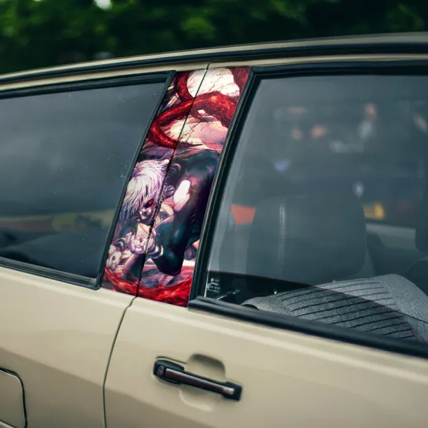 Ken Kaneki v3 One-Eyed King Eyepatch Mask Kagune Anteiku Quinx Smile Teeth Otaku Weeb Anime Printed Car Door B Pillar Vinyl Wrap Sticker>