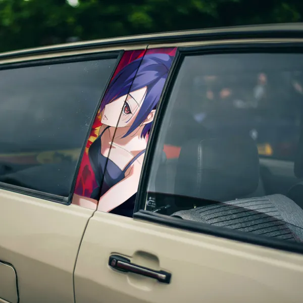 Touka Kirishima v2 Rabbit Mask Ukaku Kagune Wing Waitress Anteiku Goat Manager Girl Waifu Anime Printed Car Door B Pillar Vinyl Wrap Sticker>