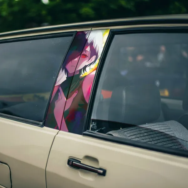 Touka Kirishima v1 Rabbit Mask Ukaku Kagune Wing Waitress Anteiku Goat Manager Girl Waifu Anime Printed Car Door B Pillar Vinyl Wrap Sticker>