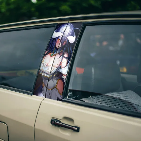 Albedo v4 Succubus Lust Horns Pure-White Devil Overseer Guardians of the Great Tomb of Nazarick Legal Wife Waifu Anime Printed Car Door B Pillar Vinyl Wrap Sticker>