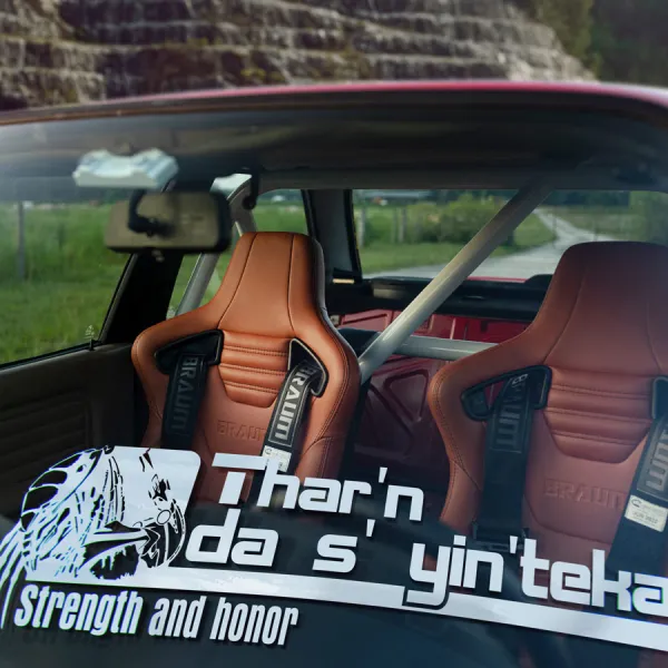 2x Pair Strength and Honor Yautja Elite Warrior Mask Hunter Gun Quote Stealth Assassin Car Vinyl Sticker Decal>