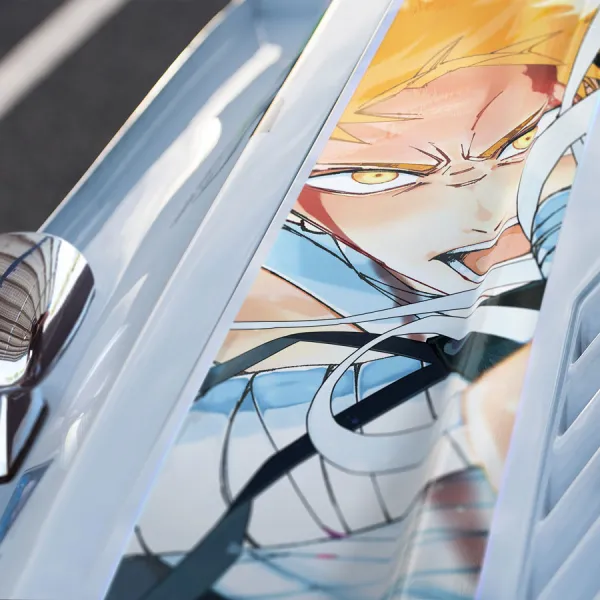 Ichigo Kurosaki v2 Shinigami Hollow Mask Gotei 13 Quincy Soul Society Zanpakutō Reiatsu Zangetsu Getsuga Tensho Anime Manga Car Printed Hood Stripe Vinyl Sticker Decal>