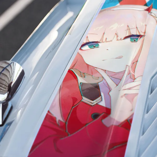 Zero Two Code 002 v1 Strelizia Sutorerichia Klaxo Sapien Parasites Sexy Waifu Girl Otaku Anime Manga Car Printed Hood Stripe Vinyl Sticker Decal>