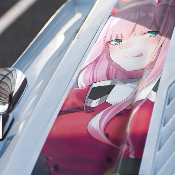 Zero Two Code 002 v2 Lollypop Strelizia Sutorerichia Klaxo Sapien Parasites Sexy Waifu Girl Otaku Anime Manga Car Printed Hood Stripe Vinyl Sticker Decal>