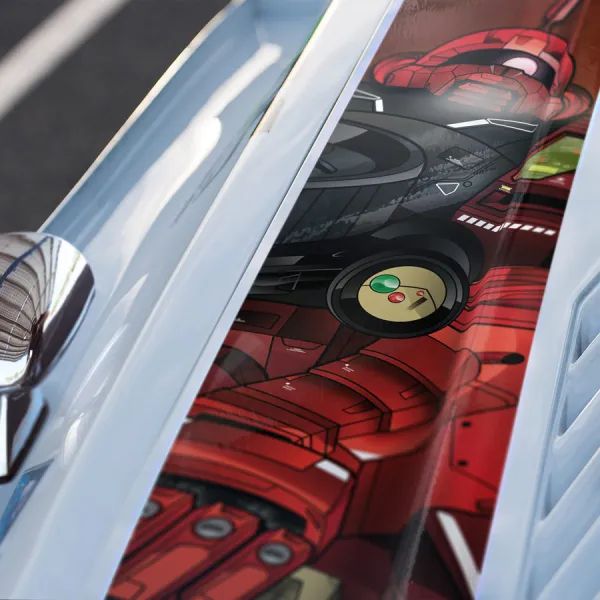 MS-06S v1 Red Comet Char's Zaku II Aznable Commander Type Origin Principality Zeon Space Strike Fleet Mecha Anime Manga Car Printed Hood Stripe Vinyl Sticker Decal>