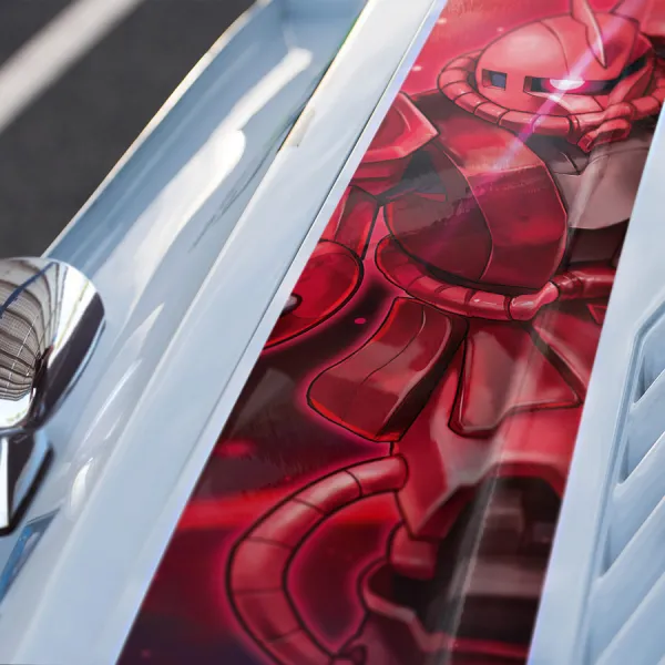 MS-06S v2 Red Comet Char's Zaku II Aznable Commander Type Origin Principality Zeon Space Strike Fleet Mecha Anime Manga Car Printed Hood Stripe Vinyl Sticker Decal>