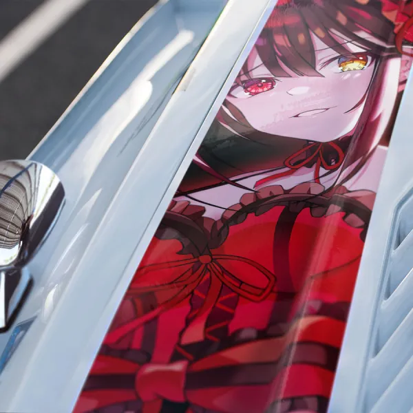 Kurumi Tokisaki Worst Spirit Gold Clock Eye Nightmare Kuruel Waifu Senpai Otaku Weeb Anime Manga Car Printed Hood Stripe Vinyl Sticker Decal>