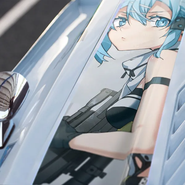 Sinon Asada Shino Sniper Rifle Hecate 2 Gun Gale ALfheim Game Bullet Cait Sith Waifu Anime Manga Car Printed Hood Stripe Vinyl Sticker Decal>