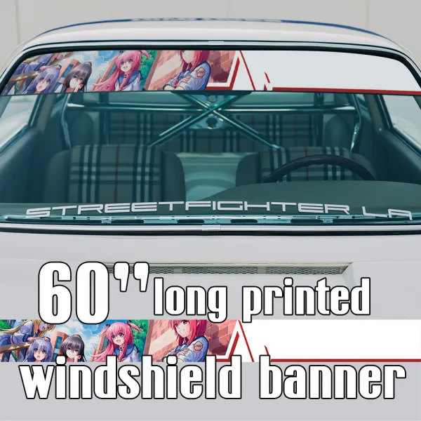 60" Yuri Otonashi v2 Shinda Sekai Sensen SSS Sun Strip Printed Windshield Car Vinyl Sticker Decal>