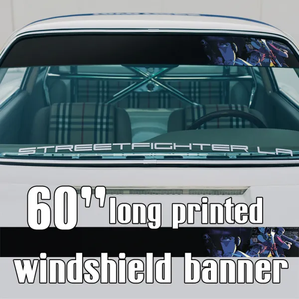60" Cowboy Spike Spiegel v2 Bounty Hunter Jet Faye Ed Ein Anime Manga Sun Strip Printed Windshield Vinyl Sticker Decal>