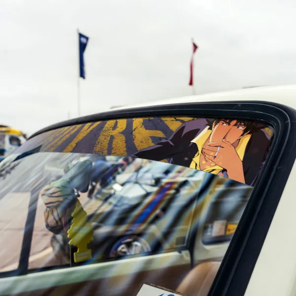 60" Cowboy v3 Bounty Hunter Spike Spiegel Jet Faye Ed Ein Anime Manga Sun Strip Printed Windshield Vinyl Sticker Decal>
