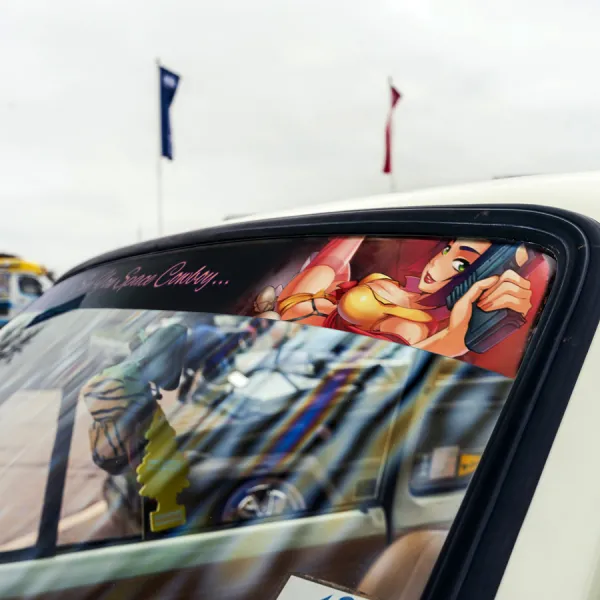 60" See You Space Cowboy Faye Valentine Sexy Hot Boobs Ass Japan Girl Anime Manga Sun Strip Printed Windshield Vinyl Sticker Decal>