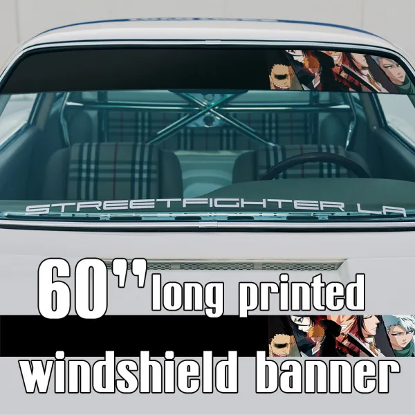 60" Soul Ichigo Shinigami v9 Kuchiki Urahara Anime Manga Sun Strip Printed Windshield Car Vinyl Sticker Decal>