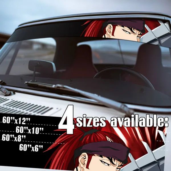 60" Renji Abarai v1 Shinigami Lieutenant Zabimaru Reiatsu Seireitei Soul Society Gotei 13 Manga Anime Strip Printed Windshield Vinyl Sticker Decal>
