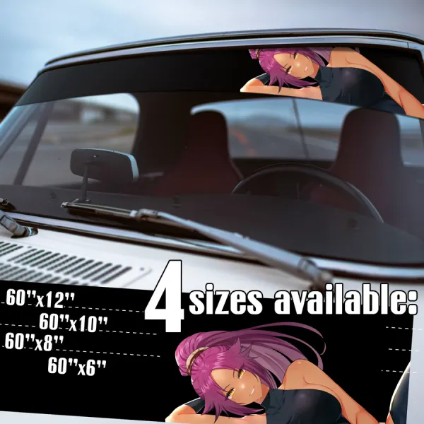 60" Yoruichi Shihōin v2 Cat Onmitsukidō Corps Commander Shinigami Soul Society Gotei 13 Waifu Manga Anime Strip Printed Windshield Vinyl Sticker Decal>