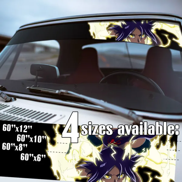 60" Yoruichi Shihōin v3 Cat Onmitsukidō Corps Commander Shinigami Soul Society Gotei 13 Waifu Manga Anime Strip Printed Windshield Vinyl Sticker Decal>