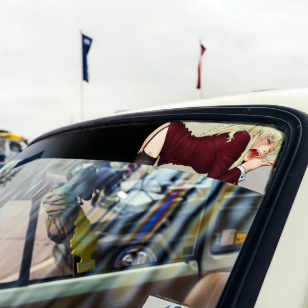 60" Balalaika v15 Ass Soviet Hotel Sexy Hot Guns Anime Manga Smoke Sun Strip Printed Windshield Car Vinyl Sticker Decal>