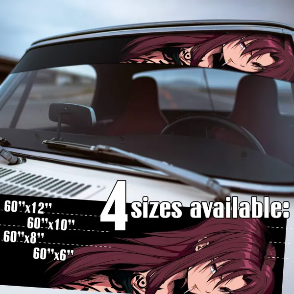 60" Revy v16 Rebecca Lee Two Hands Guns Modified Beretta 92F Rock Dutch Tatoo Girl Waifu Girl  Anime Manga Strip Printed Windshield Car Vinyl Sticker Decal>