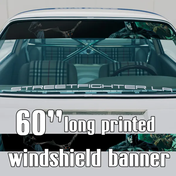 60" Bruce Wayne Comic Bats Dark Gotham Why Seriuos Sun Strip Printed Windshield Car Vinyl Sticker Decal>