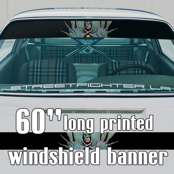 60" Bruce Wayne Fight Hands Comic Gotham Superhero Sun Strip Printed Windshield Car Vinyl Sticker Decal>