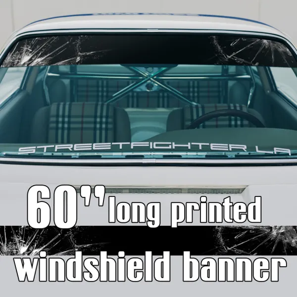 60" Broken Glass JDM Window Sun Strip Printed Windshield Car Vinyl Sticker Decal>