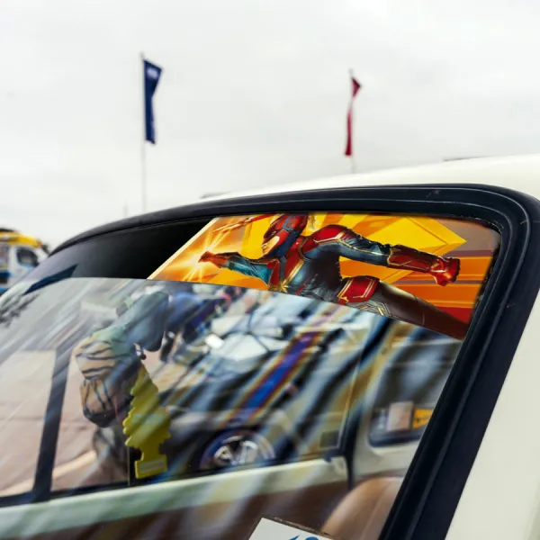 60" Captain Star V4 Carol Danvers U.S. Navy Air Force NASA Kree Empire Car-Ell Girl Woman Superhero Comic Movie Sun Strip Printed Windshield Car Vinyl Sticker Decal>