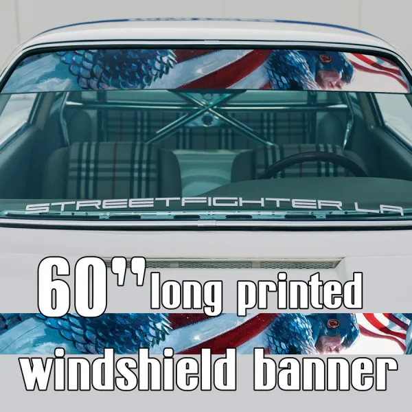 60" Steve Rogers USA Flag Star Shield Stripes Sun Strip Printed Windshield Graphics Vinyl Sticker Decal>