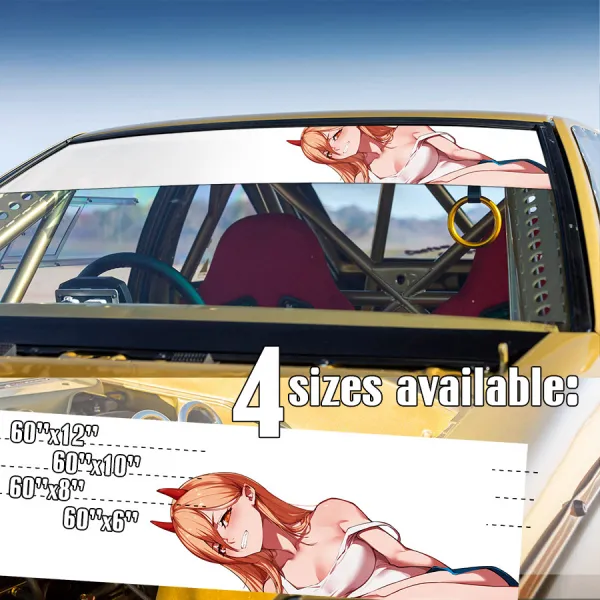 60" Power v19 Blood Fiend Public Safety Devil Hunter Makima Squad Waifu Hot Boobs Manga Anime Strip Printed Windshield Vinyl Sticker Decal>