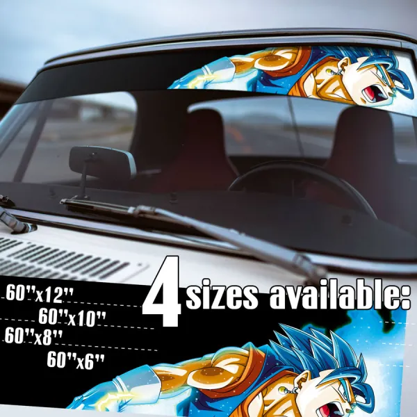 60" Vegetto v1 Vegito Vegerot Super Saiyan Blue Son Goku Vegeta Potara Earrings Z Super DBZ Kai Anime Manga Sun Strip Printed Windshield Car Vinyl Sticker Decal>