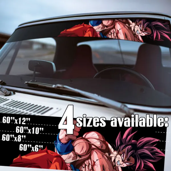 60" Black Son Goku v3 Kakarot Super Saiyan Go 悟 Symbol Universe 7 Capsule Corp Z DBZ Kai Anime Manga Sun Strip Printed Windshield Car Vinyl Sticker Decal>