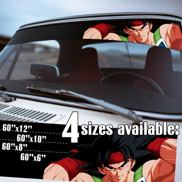 60" Bardock v1 Time Breaker Masked Saiyan Soldier Battle Armor Universe 7 Father Goku Z Super DBZ Kai Anime Manga Sun Strip Printed Windshield Car Vinyl Sticker Decal>