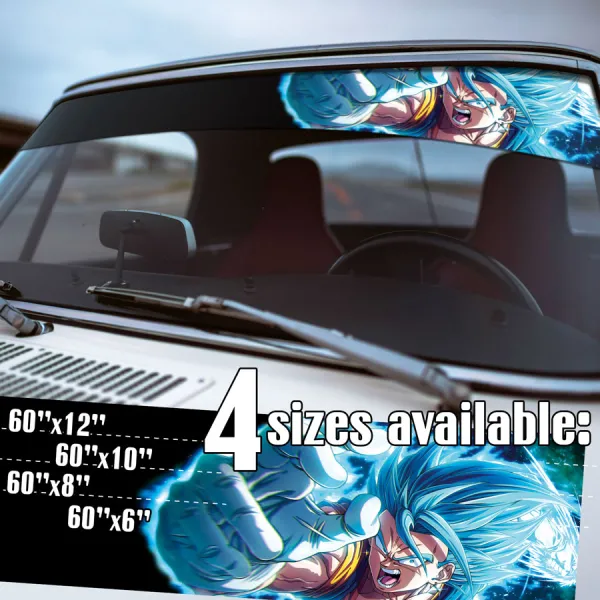 60" Vegetto v3 Vegito Vegerot Super Saiyan Blue Son Goku Vegeta Potara Earrings Z Super DBZ Kai Anime Manga Sun Strip Printed Windshield Car Vinyl Sticker Decal>