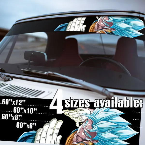 60" Vegetto v2 Vegito Vegerot Super Saiyan Blue Son Goku Vegeta Potara Earrings Z Super DBZ Kai Anime Manga Sun Strip Printed Windshield Car Vinyl Sticker Decal>