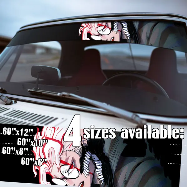 60" Ken Takakura v2 Okarun Occult-Kun Glasses Four-Eyes Kintama Turbo Granny Spiritual Power Anime Manga Sun Strip Printed Windshield Vinyl Sticker Decal>