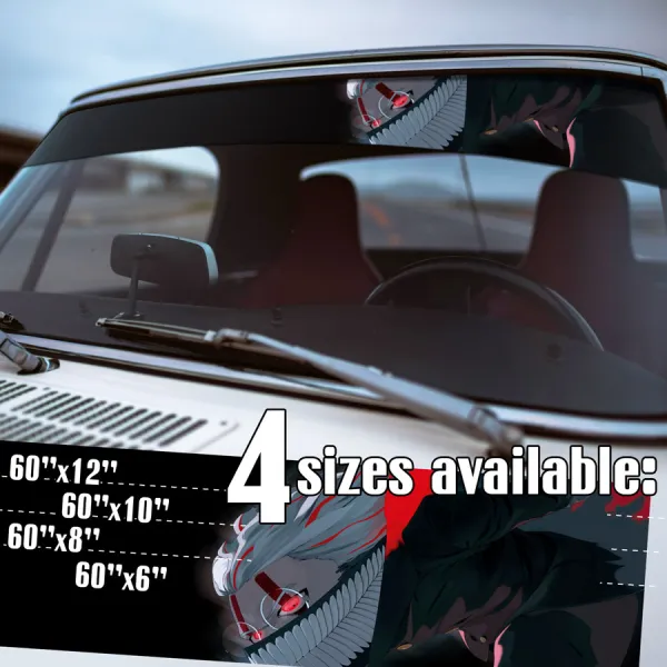 60" Ken Takakura v3 Okarun Occult-Kun Glasses Four-Eyes Kintama Turbo Granny Spiritual Power Anime Manga Sun Strip Printed Windshield Vinyl Sticker Decal>