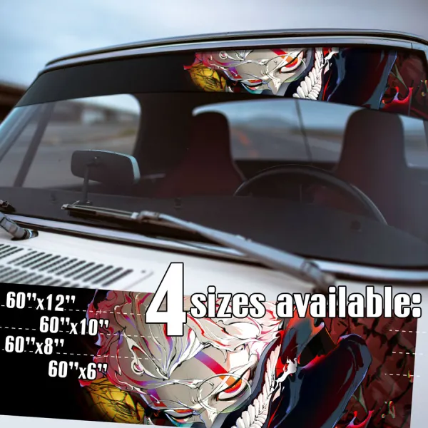 60" Ken Takakura v5 Okarun Occult-Kun Glasses Four-Eyes Kintama Turbo Granny Spiritual Power Anime Manga Sun Strip Printed Windshield Vinyl Sticker Decal>