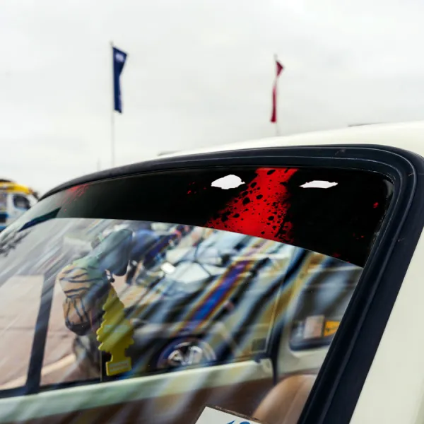 60" Wade Wilson Mask Blood Spalsh Comic Superhero Sun Strip Printed Windshield Car Vinyl Sticker Decal>