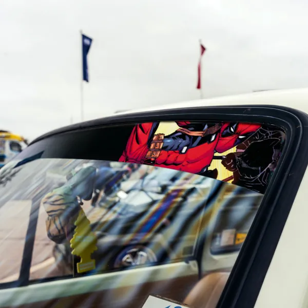 60" Wade Wilson Weapon X Bad Badass Antihero Comic Sun Strip Printed Windshield Car Vinyl Sticker Decal>