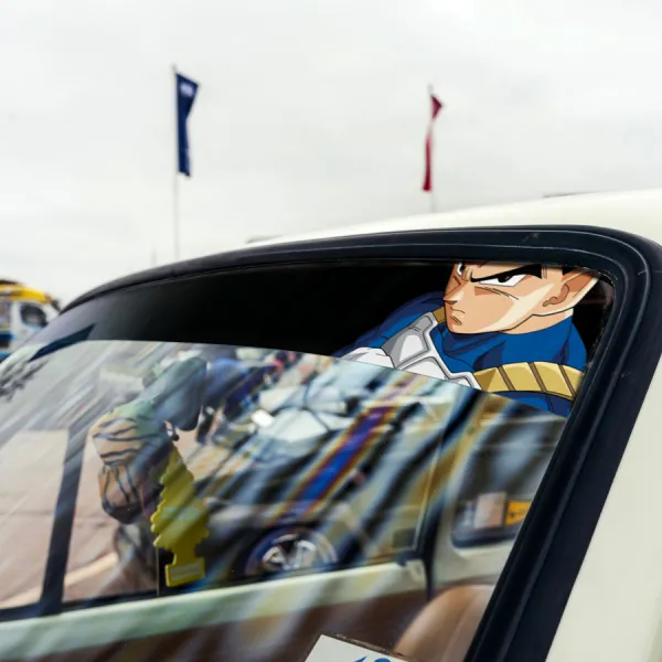 60" Vegeta Black v1 Prince Fallen Saiyan Armor Bodysuit Universe 7 Frieza Force Z DBZ Manga Anime Sun Strip Printed Windshield Car Vinyl Sticker Decal>