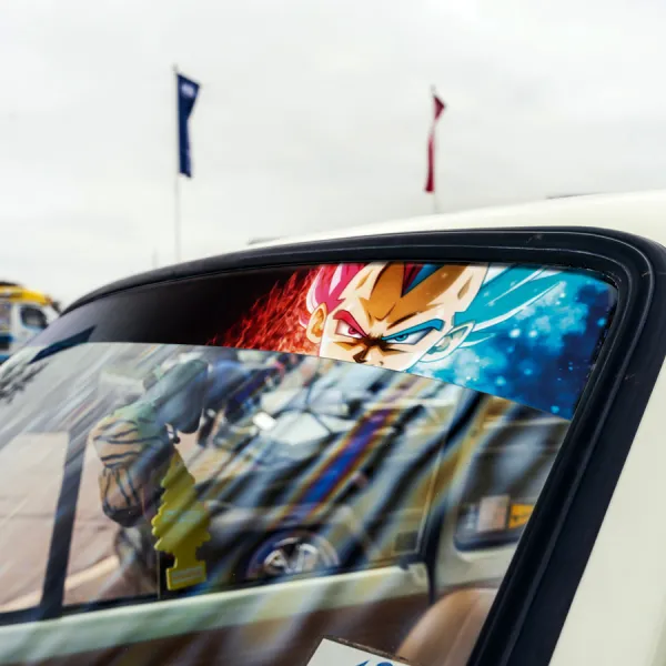 60" Vegeta Fallen Saiyan v4 Dragon Z DBZ Super Goku Manga Anime Sun Strip Printed Windshield Car Vinyl Sticker Decal>