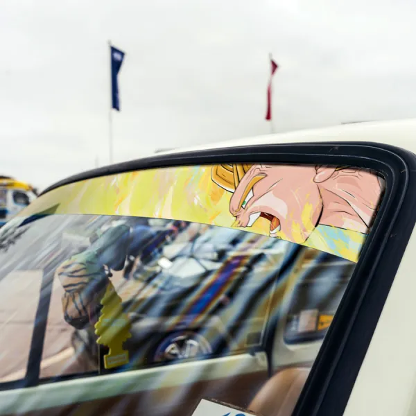 60" Majin Vegeta v1 Super Saiyan 2 SS2 M Symbol Seal Z Fighters Warriors Martial Arts Tournament Babidi Goku Manga Anime Sun Strip Printed Windshield Car Vinyl Sticker Decal>